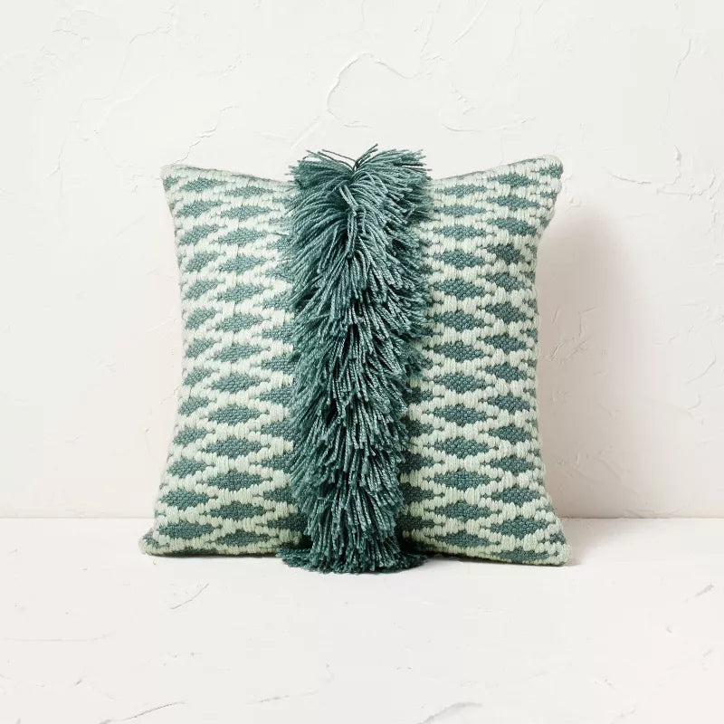 Diamond Textured Woven Square Throw Pillow, final cut