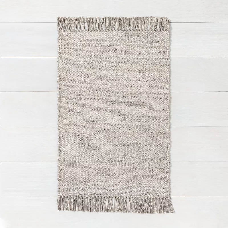 Bleached Jute Fringe Rug 3'x5' Accent