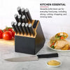 14pc 2-Tone Block Knife Set Black: High Carbon Stainless Steel, Forged Cutlery, Hand Wash