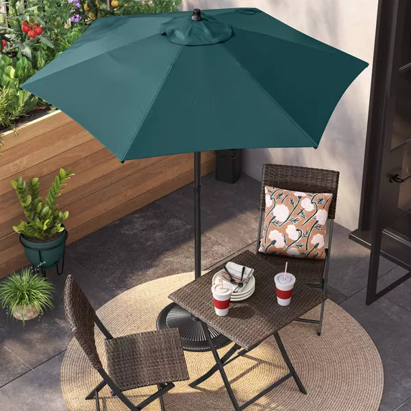 Round Outdoor Patio Market Umbrella with Black Pole