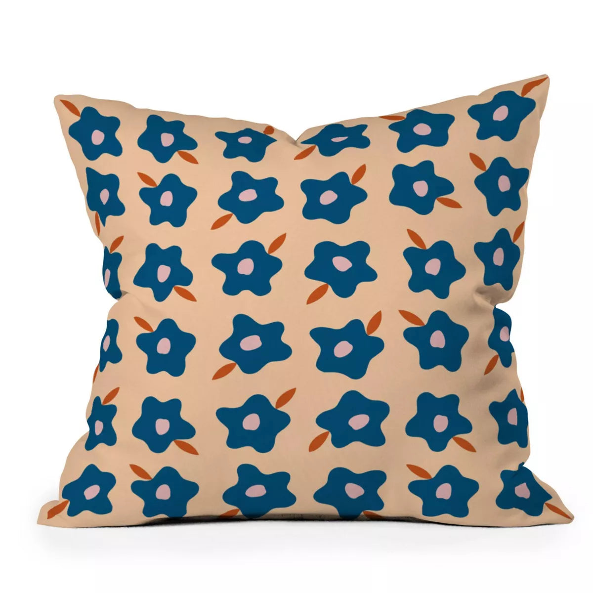 26"x26" Maritza Lisa Wonky Spring Flowers Square Throw Pillow - Blue SHOWROOM ITEM