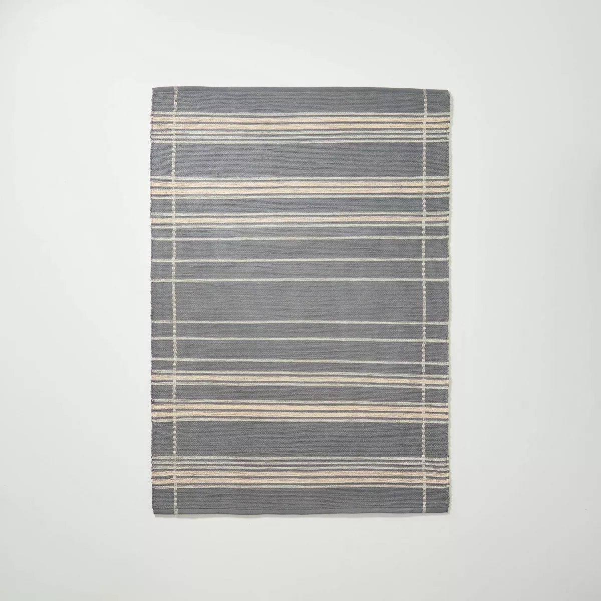 Wool Blend Variegated Stripe Area Rug Dark Gray