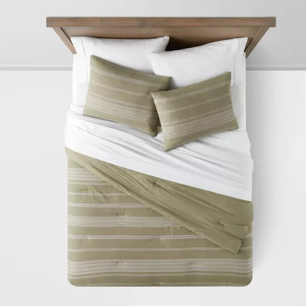 Cotton Woven Stripe Comforter & Sham Set - King