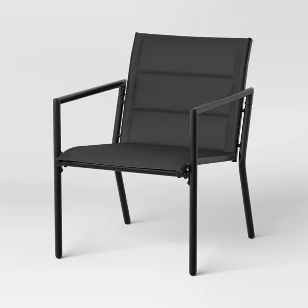 1-Piece Padded Sling Patio Black CHAIR ONLY