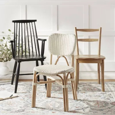 Canton Rattan and Woven Dining Chair White