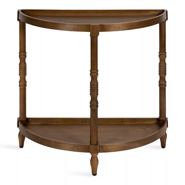 Bellport Half Circle Wood Console Table, Rustic Brown
