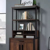 Briarbrook Library Hutch Barrel Oak - Industrial Design, Metal Frame, Open Storage & Shelf