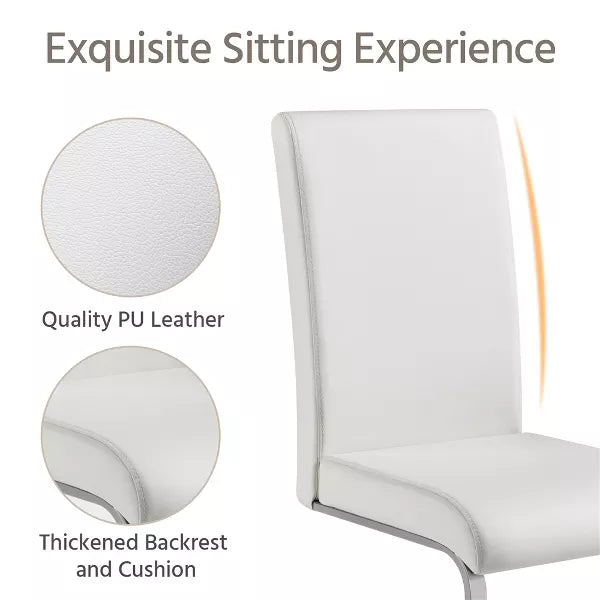 Set of 2 Faux Leather Dining Chairs with Metal Legs