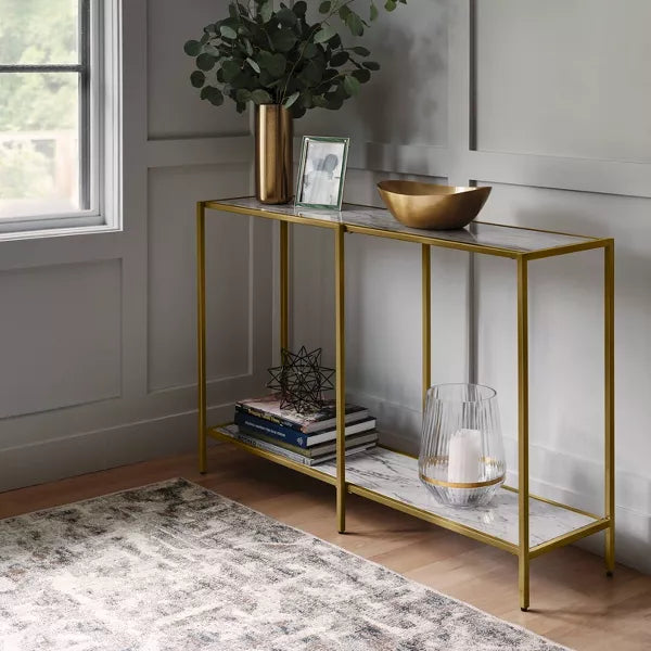 Faux Marble and Metal Console Table Gold, final cut