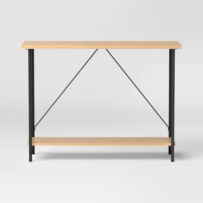 Wood and Metal Console Table Natural
