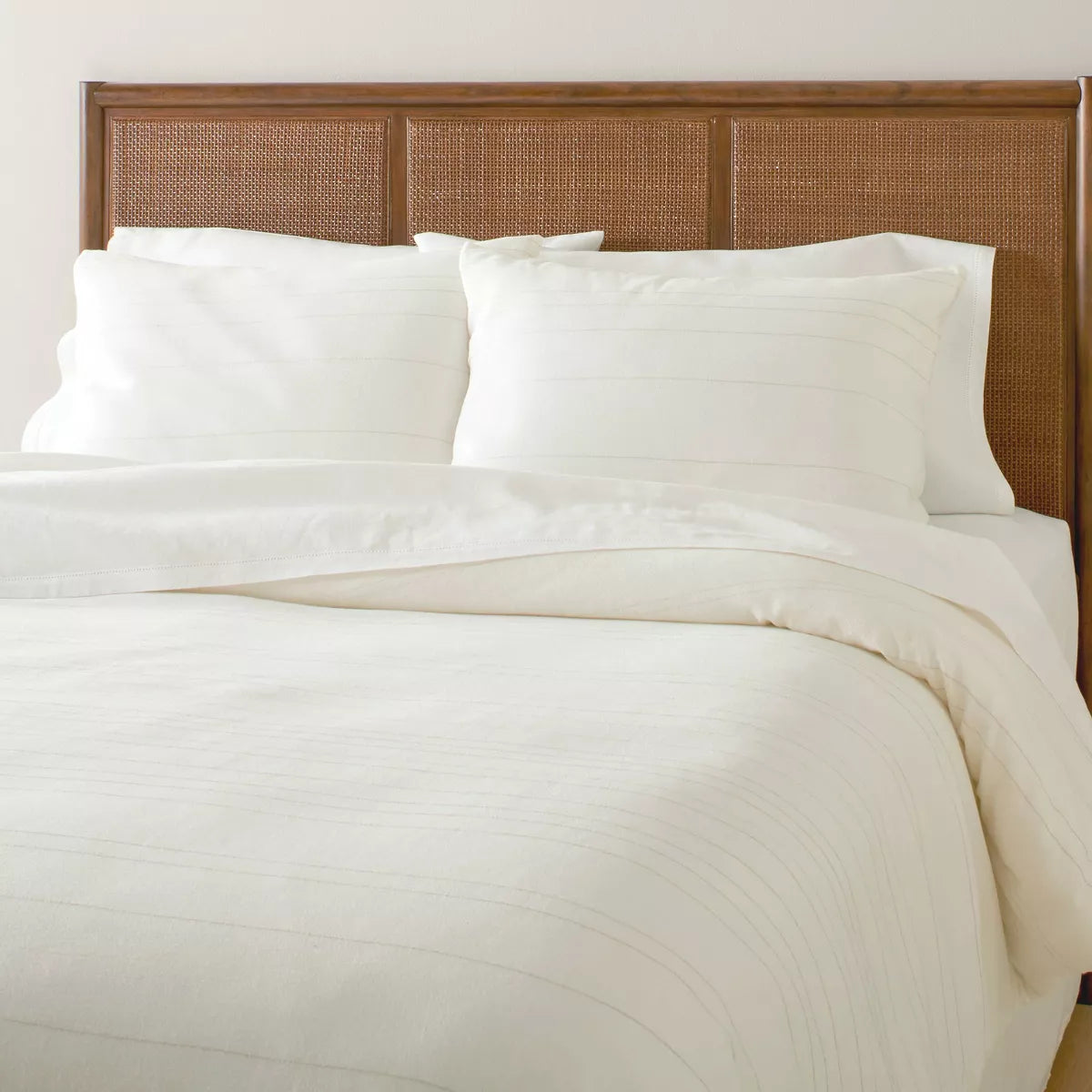 Fine Stripe Duvet & Sham Set Twilight Taupe/Sour Cream King