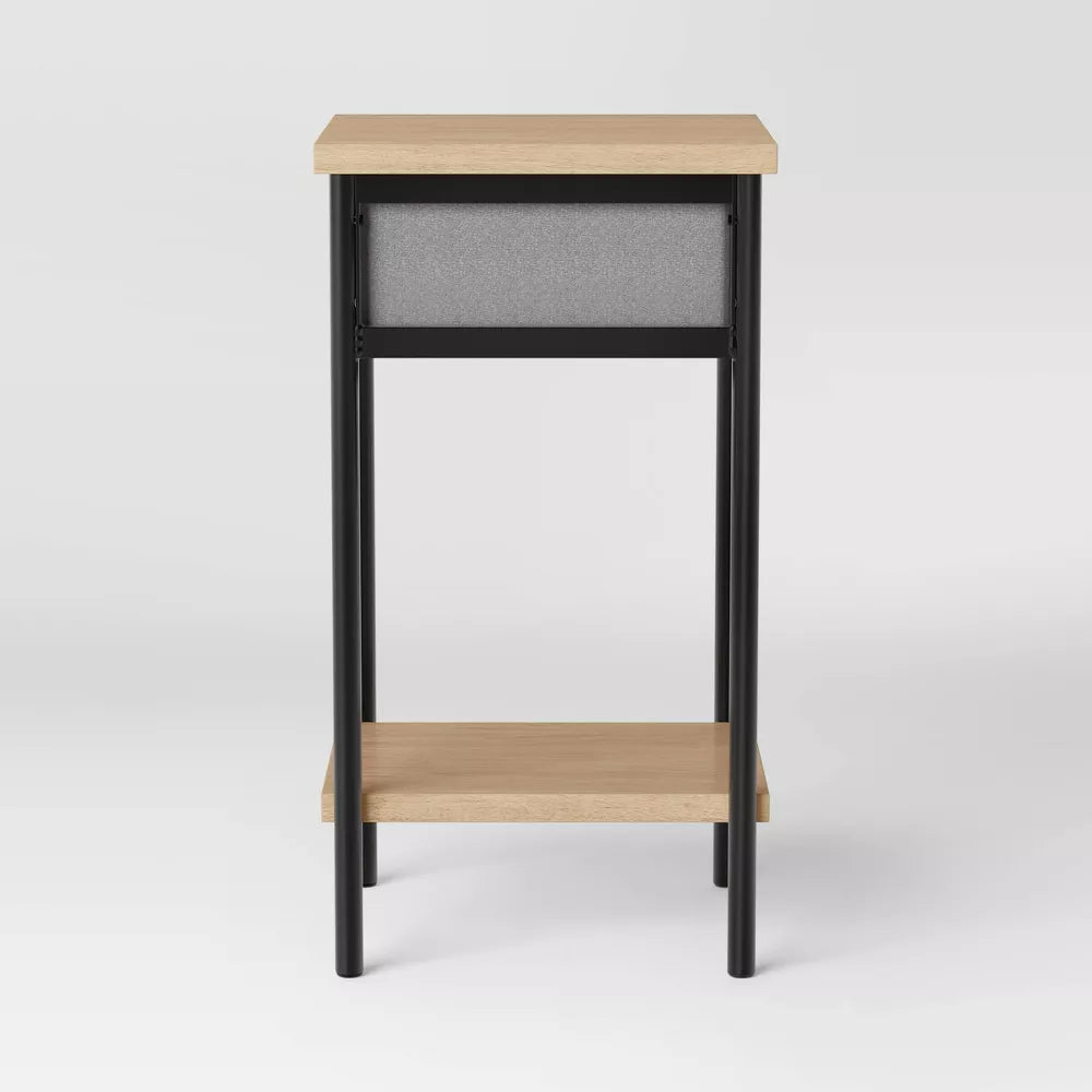 Fabric Bin Dorm Side Table Black Frame
