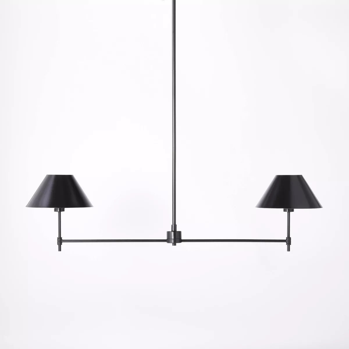 Metal Two Arm Shaded Chandelier Ceiling Light Black