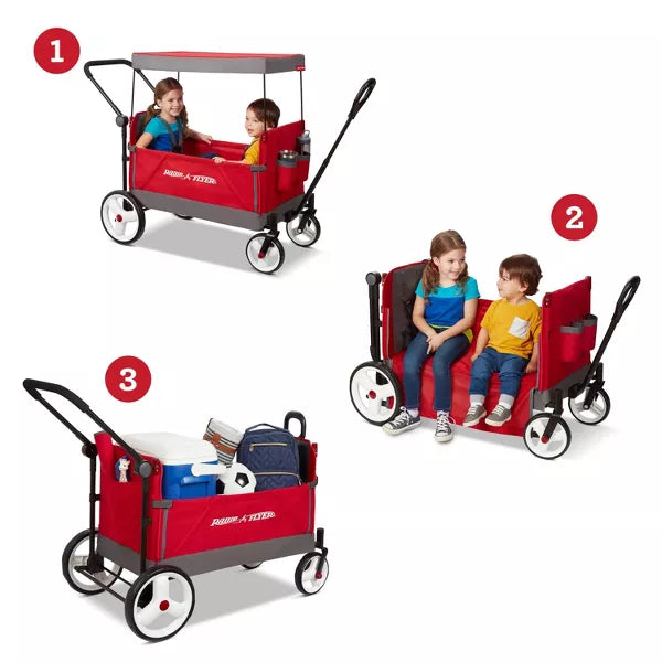 Convertible Kid and Cargo Stroller Wagon with Canopy