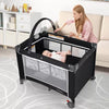 3 in 1 Pack and Play with Toy Bar Diaper Changing Table with Safety Belt