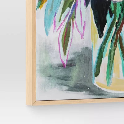 Colorful Floral Framed Canvas Natural
