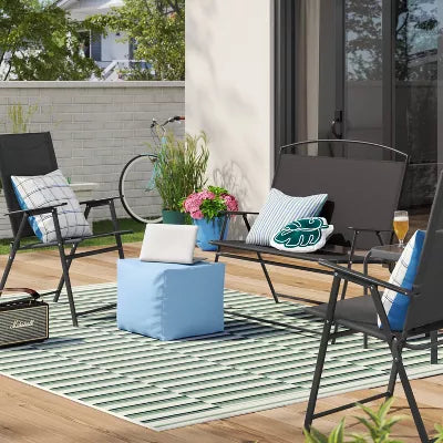 Linear Geo Outdoor Area Rug 6'6"x9"