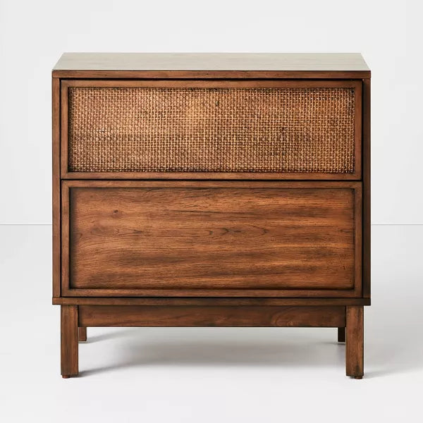 Wood & Cane Transitional Nightstand