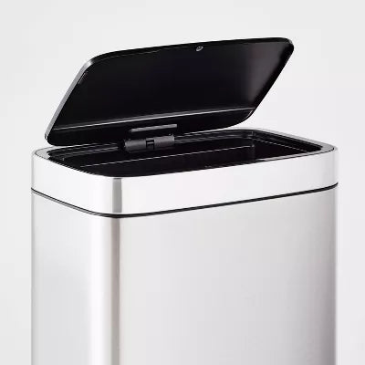 Motion Wastebasket with Liner - Stainless Steel Touchless Kitchen Trash Can, Silver
