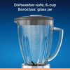 2-in-1 One Touch Blender - Stainless Steel: Glass Jar, 6 Speeds, Smoothies, Ice Crush, Dishwasher-Safe Parts