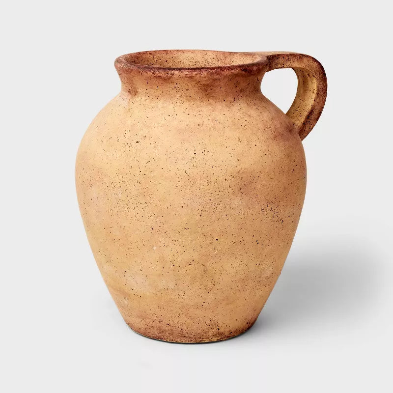 Single Handle Ceramic Vase - Watertight Terracotta Jug, Decorative Tabletop Piece