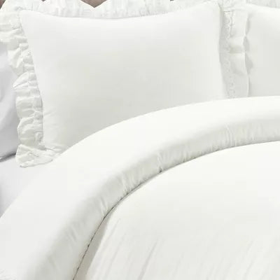 3pc Ella Ruffle Comforter Bedding Set White - King