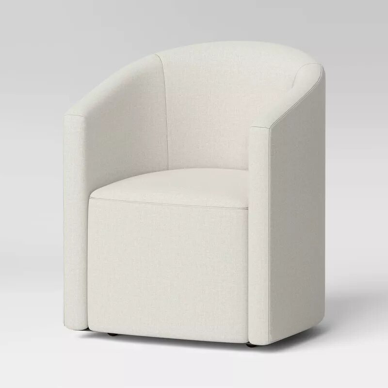Aveline Barrell Dining Chair with Casters Cream/Linen - Upholstered Swivel