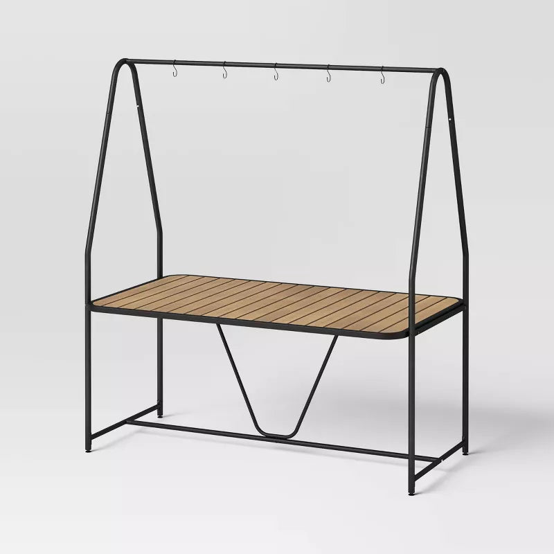 Rectangle A-Frame Pergola Outdoor Patio Dining Table Black