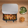 Dual Basket Tri-Zone Air Fryer Gray: Cool Touch Handle, Includes Fry Basket & Crisping Tray