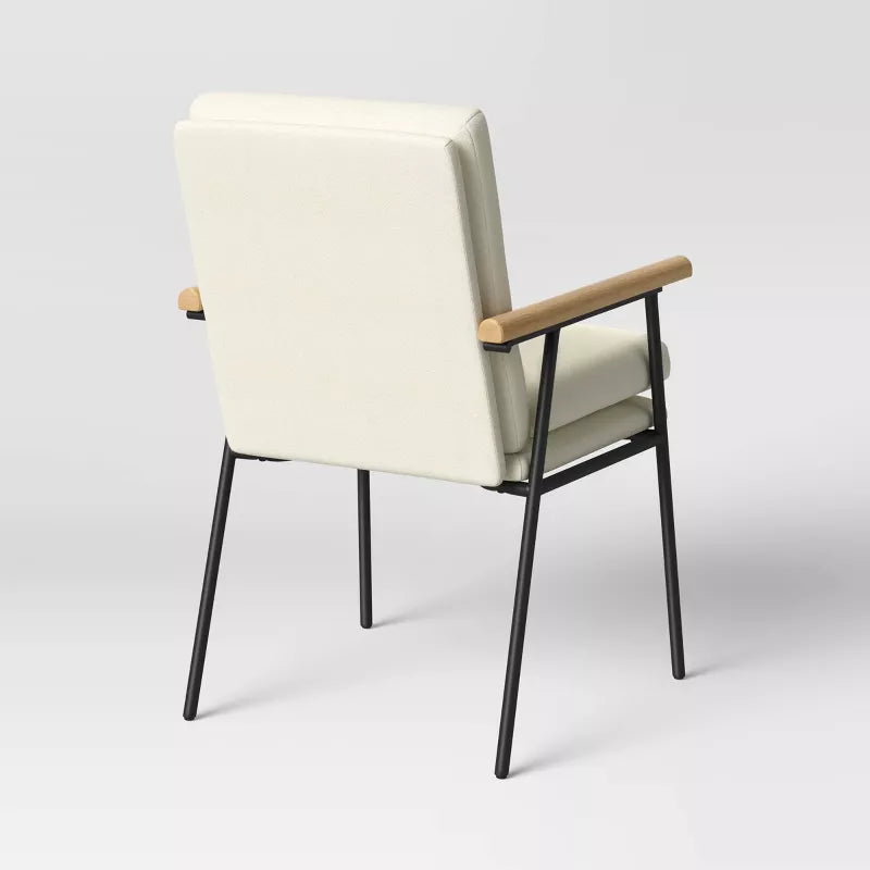 Lewes Wood Arm Upholstered Dining Chair with Metal Legs