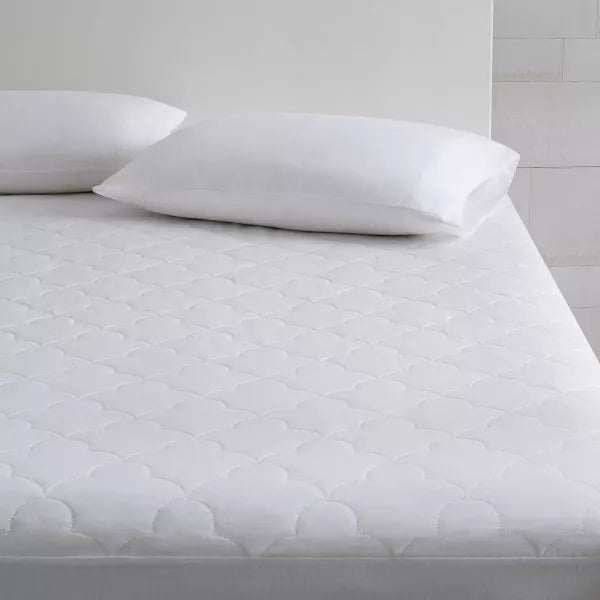 All Natural Cotton Percale Quilted Mattress Pad White - King