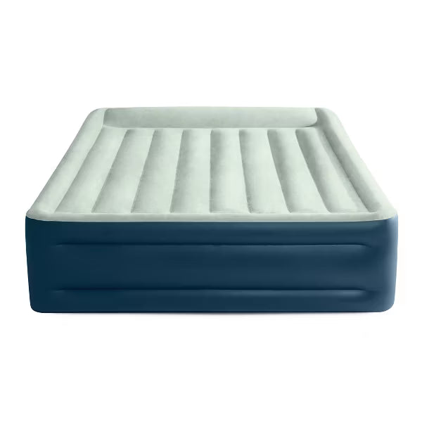 Elevated Pillow Rest Queen Air Mattress with Internal Pump Off-White/Blue