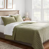 Full/Queen Channel Stitch Velvet Quilt Green, Cotton Backing, Year-Round Comfort