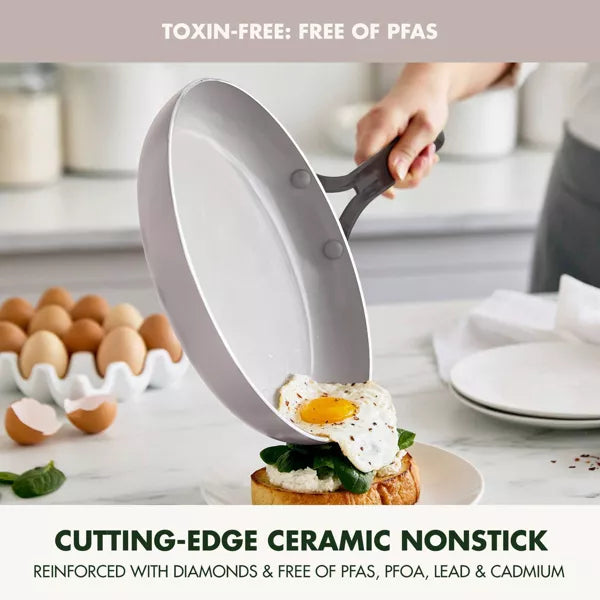 7pc Ceramic Nonstick Aluminum Cookware Set Cloud Gray, final cut