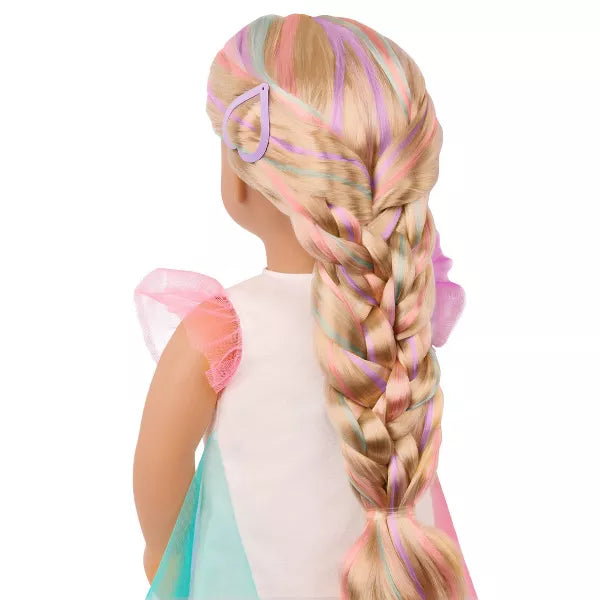 Rainbow Hair Grow Doll with Hair Clips and Styling Book Accessories