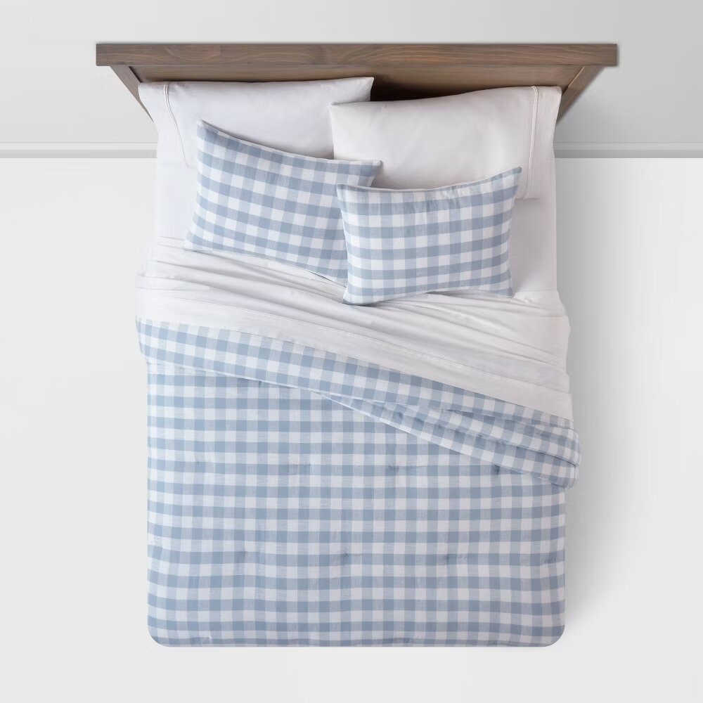 Yarn-Dyed Gingham Comforter & Sham Set - King Plus