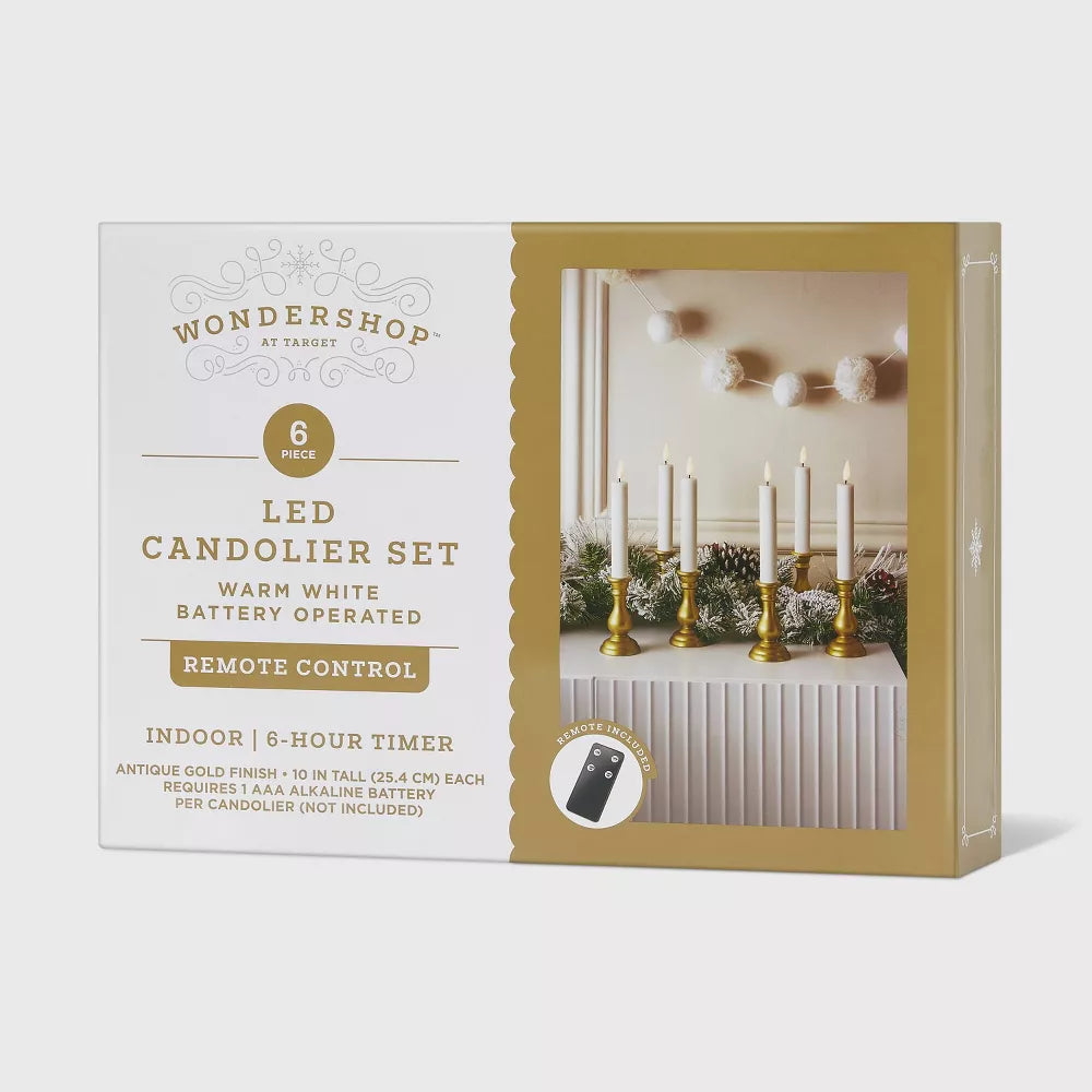 6pc Remote Controlled Plastic LED Christmas Candolier Set, final cut