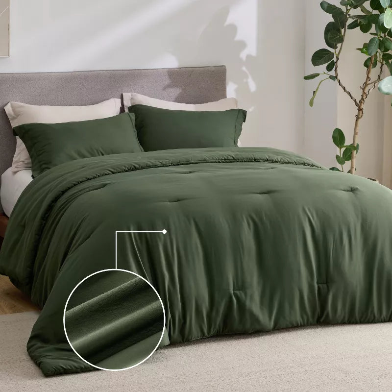 Solid Print Lightweight Prewashed Comforter Set