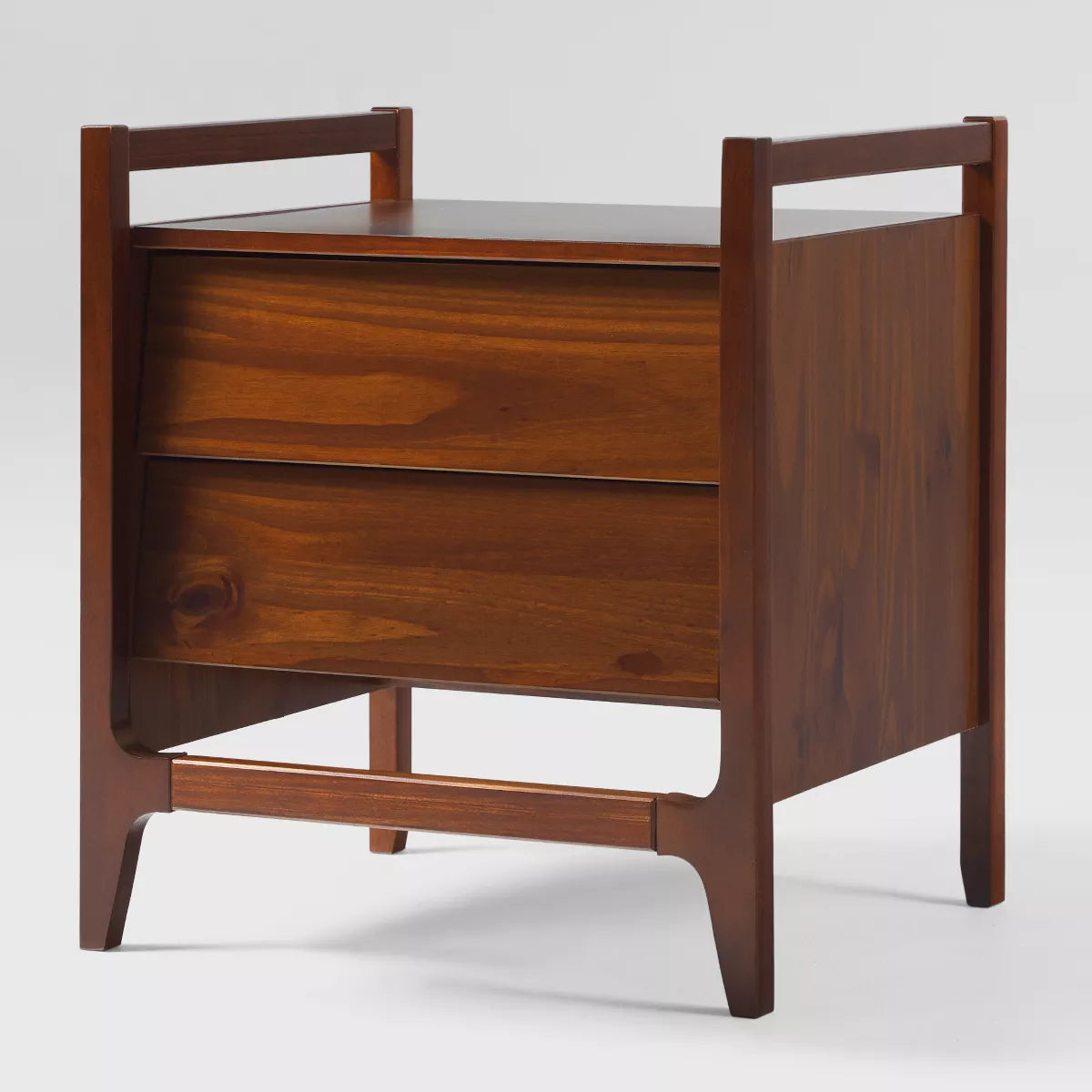 Angled 2 Drawer Solid Wood Nightstand
