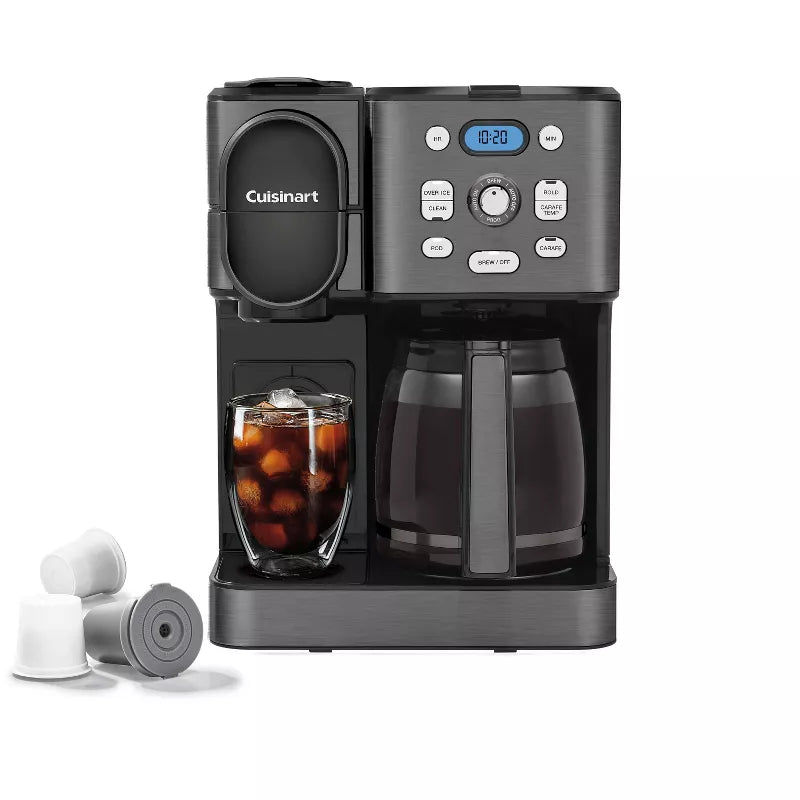 Coffee Center 2-IN-1 Coffee Maker and Single-Serve Brewer -Black Stainless Steel- Programmable K-Cup & Ground Coffee Machine