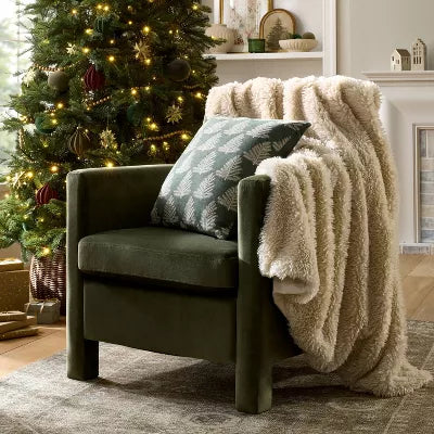 Faux Fur Throw Blanket Ivory - Midweight, Sensory Friendly - Full/Queen