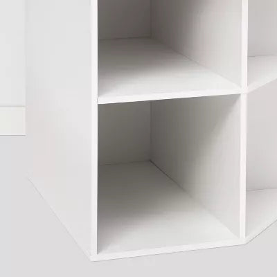 Corner Cube Bookshelf White - 3 Shelves, 9 Compartments, Bookcase & Toy Storage, Cube System Compatible