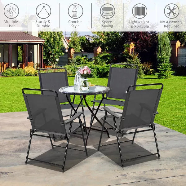 4PCS Outdoor Patio Folding Chair W/Armrest Portable Camping Lawn Garden