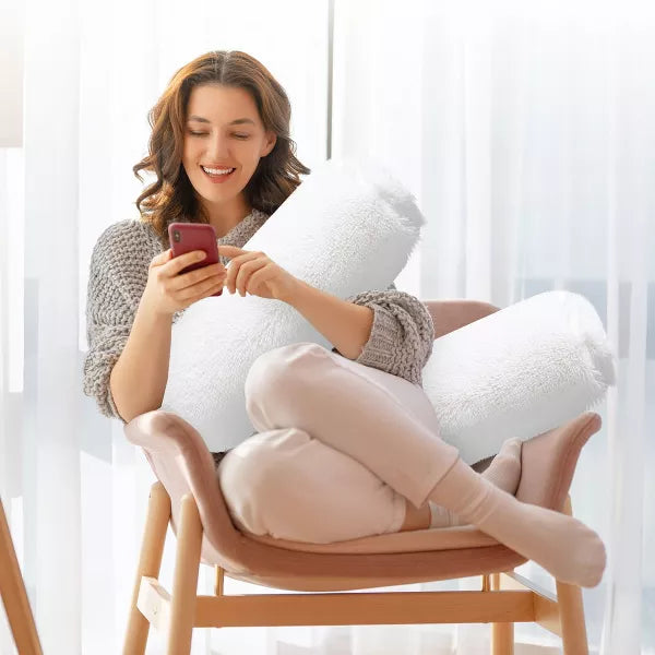 1-Piece Shaggy Long Hair Bolster Pillows