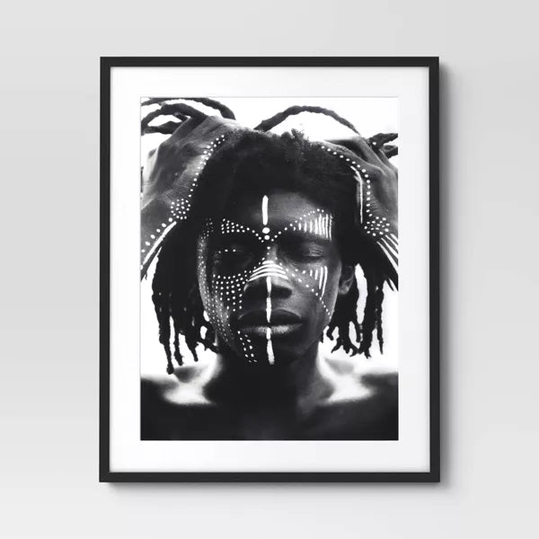 2pc Cultural Framed Wall Posters : Modern Art Lithograph, Black Frame