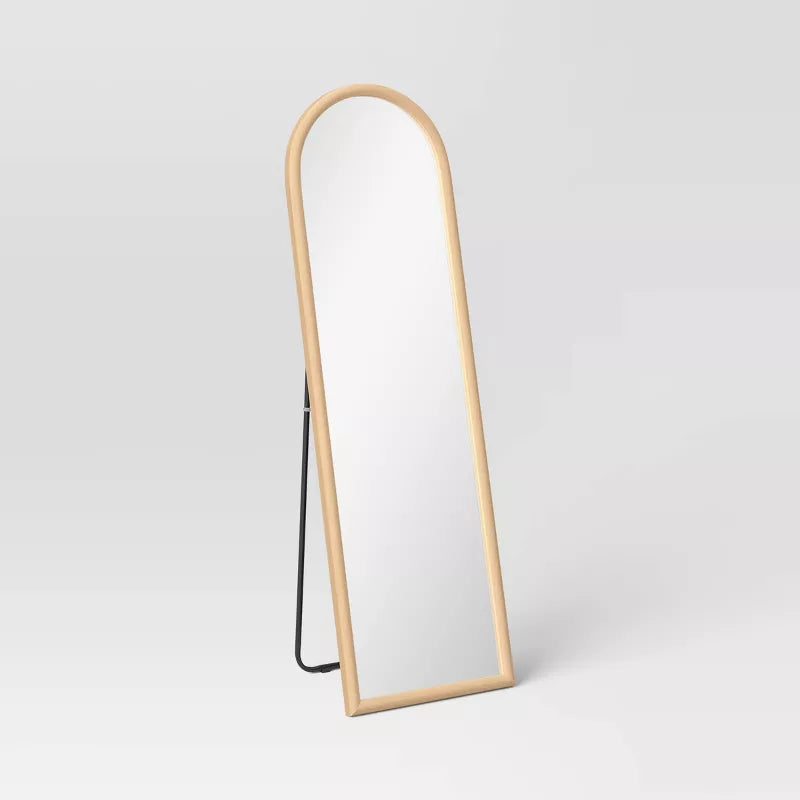 Arch Floor Mirror Natural - Modern Polystyrene Frame, No Assembly, Freestanding Design