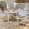 French Cafe Outdoor Patio Dining Folding Chairs Beige