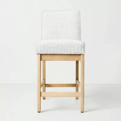 Upholstered Natural Wood Slipper Counter Stool