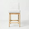 Upholstered Natural Wood Slipper Counter Stool