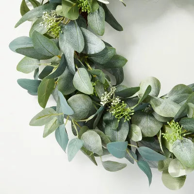 Faux Mixed Eucalyptus Wreath - Indoor/Outdoor, Unlit, Wall Decor